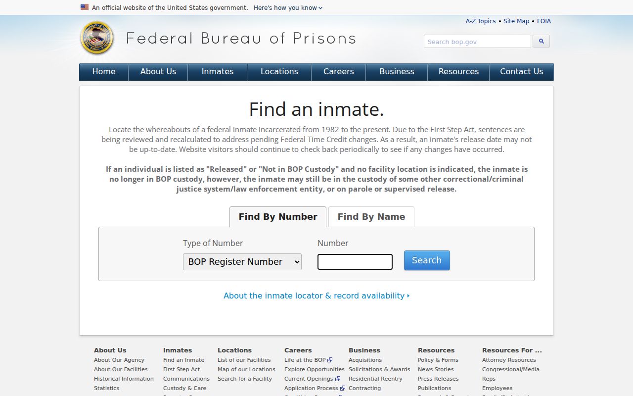 Federal inmate locator for federal custody tied to Schuylkill County