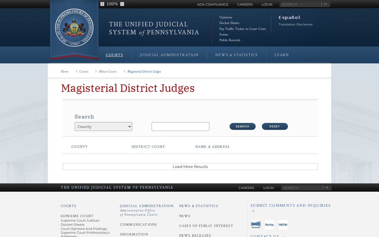 Magisterial District Judge directory for Schuylkill County criminal court cases