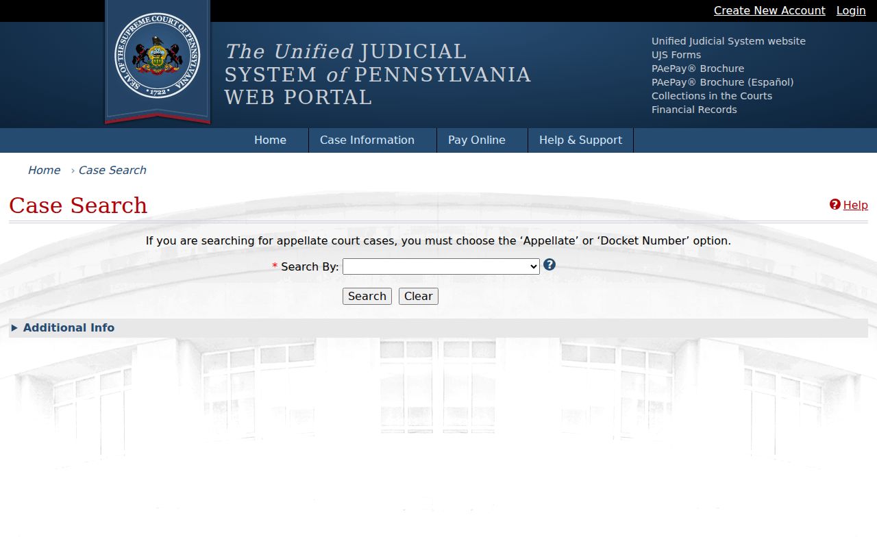 Schuylkill County criminal court case search on the UJS portal